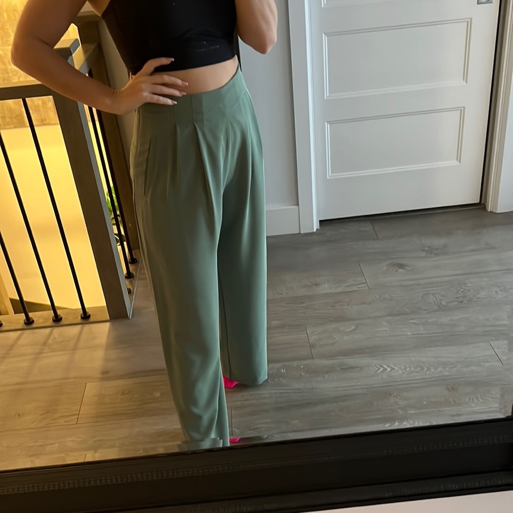 Alice & Olivia Pistachio Wide Leg Pants